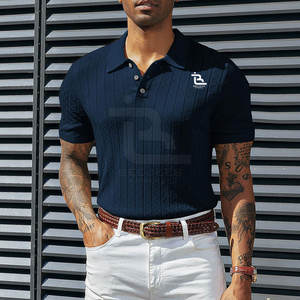 Breathable Men Texture Knit Polo <b>T</b>-<b>Shirts</b> Custom Logo Printed Men Polo <b>T</b>-<b>Shirts</b> Stylish Men Polo <b>T</b>-<b>Shirts</b> - Product Image 5