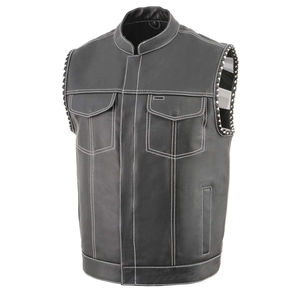 Gilet en cuir vintage pour homme, imperméable, respirant, décontracté, streetwear, coupe ajustée, élégant, sans manches, vêtement d'extérieur - Product Image 1