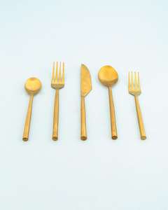 Portugal Plaqué Or Mat Couverts En Vrac Cuillères Fourchettes et Couteau En Acier Inoxydable Or Portugal Couverts Ensemble pour Mariage - Product Image 1