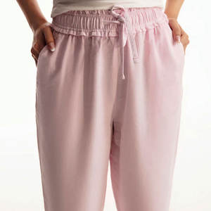 Pantalones Rectos de Talla Grande para Mujer con Logotipo Personalizado, Estilo Único, Cintura Media, Algodón Transpirable, Cierre con Cordón, Casual - Product Image 6