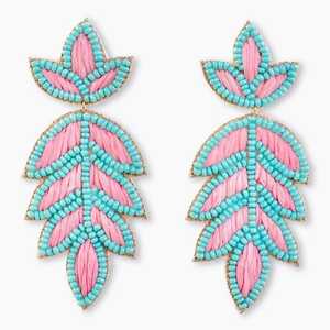 Conjunto de pendientes de cuentas de cristal de estilo americano europeo, tachuelas DE BODA bohemias occidentales verdes y rosas, ropa de fiesta Unisex de estilo clásico dorado - Product Image 1