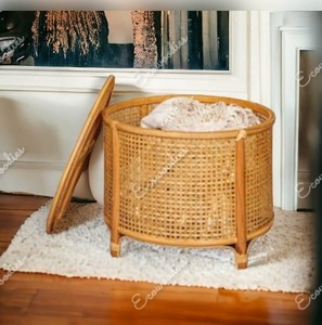 Repose-pieds de rangement décoratif de style moderne Pouf de rangement pour couvercle de salon peu encombrant avec console en bois avec incrustation d'os - Product Image 6