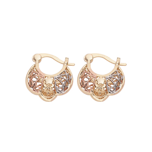 Boucles d'oreilles 3 tons formant Bali, boucles d'oreilles de bijoux de mode, boucles d'oreilles Bali plaquées 3 tons, boucles d'oreilles de luxe, boucles d'oreilles Bali tricolores. - Product Image 1