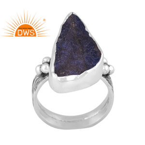 Dernières tendances Bague empilable en argent sterling oxydé Labradorite brute naturelle Bague empilable Fabricant de bijoux personnalisé - Product Image 1