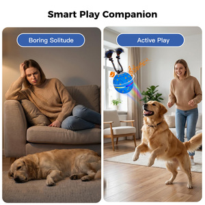 Jouet intelligent pour chien, balle à roulement automatique, résistant aux morsures, en ETPU, interactif, lumières LED RGB, sons d'oiseaux, adorable, pour la vente en gros - Product Image 2