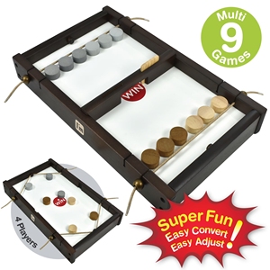 SHOOZ n TOZZ Jeux de société en bois multi-tables de divertissement intérieur portables pour enfants et famille - Product Image 1