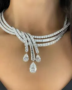 Venta caliente último collar de diamantes en plata oro distribuidor de joyería fina