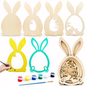 Échantillon gratuit Vente en gros Personnalisé Enfants <span class=keywords><strong>Pâques</strong></span> Bois Artisanat Bricolage Lapin Peinture Kit <span class=keywords><strong>Pâques</strong></span> Ornements en bois - Product Image 1