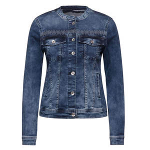 Best Selling 2024 Arrival <b>Women</b> Blue Stone Washed Distressed Regular Length Denim <b>Jackets</b> <b>Women</b> Denim <b>Jacket</b> - Product Image 6