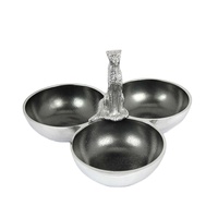 Bol à fruits funky trois bols en aluminium argenté joints pour décor de table en laiton ou en bronze bol à fruits décoratif pour la maison
