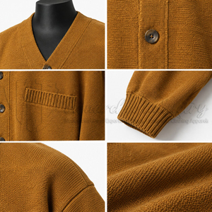 Cárdigan de punto con cuello en V para hombre, suéter oversize con botones y bolsillos, estilo casual vintage, venta al por mayor personalizada - Product Image 6