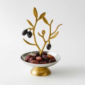 Bol à fruits décoratif en verre de qualité supérieure avec base en feuille de laiton Khajoor et serveur de fruits secs pour les cadeaux et la décoration de fête - Product Image 2