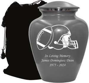 Urne funéraire de joueur de football urne funéraire adulte humaine personnalisée pour les amateurs de baseball urne personnalisée avec sac taille personnalisée gris - Product Image 6