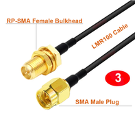 Cable LMR100 SMA/RP-SMA Macho a Hembra, Conector de 50 Ohmios, Cable Coaxial LMR-100 RF, Extensión de Antena WIFI