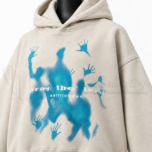 Sudadera con Capucha Extra Grande para Mujer, Diseño Abstracto Azul Estampado, Sudadera Transpirable de Algodón, Estilo Urbano Otoñal - Product Image 6