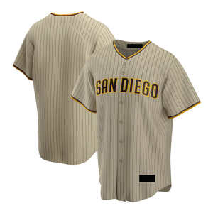 Camiseta de béisbol cosida con nombre de sarga de aparejos OEM personalizada Camiseta de béisbol de media manga para hombre de tamaño adulto rayada - Product Image 1