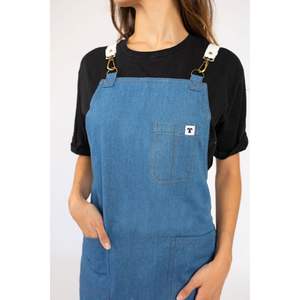 Tablier de travail en denim blanc délavé de haute qualité, pour cuisine commerciale et restaurant, réutilisable pour barista et serveur - Product Image 3