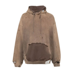Sweat à capuche pull-over surdimensionné en coton biologique 100% pour hommes Logo personnalisé OEM brodé poids lourd de haute qualité - Product Image 5