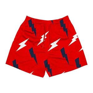 Pantalones cortos de malla de gimnasio con sublimación de poliéster 100% de diseño personalizado de secado rápido con estampado rojo a precio barato - Product Image 1