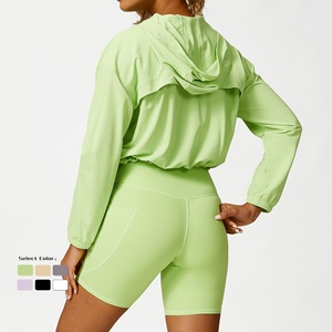 ชุดเสื้อแจ็คเก็ตกีฬาโยคะระบายอากาศสำหรับผู้หญิงมีซิปปิดโลโก้ด้านหน้า - Product Image 5