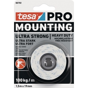 For TESA PRO Ultra Strong 66792 <b>White</b> Mounting <b>Tape</b> 1.5 m Length 19 mm Width Office Adhesive <b>Tape</b> - Product Image 1