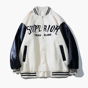 เสื้อแจ็กเก็ตเบสบอลปักลายตัวอักษรแฟชั่นสำหรับผู้ชาย, เสื้อสไตล์สตรีททรงหลวมผ้าแคนวาสหนังแท้กันน้ำสำหรับฤดูหนาว - Product Image 2