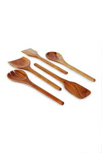 Serveur de salade Zowie naturel et noir Serveur de salade en bois lot de 2 fait à la main KETCHENWAR UNIQUE - Product Image 2