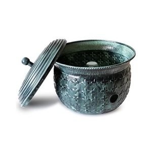 Bol de tuyau en métal enduit de poudre avec couvercle et poignée en laiton pour la maison jardin arrosage plantes utilisation bol de tuyau d'arrosage en métal décoratif - Product Image 5