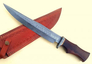 Cuchillo Bowie de Caza de Acero de Damasco Hecho a Mano de Lujo y Alta Calidad con Hermoso Mango de Madera de Palisandro, Grado OEM, DIY - Product Image 2