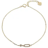 Pulsera Clásica Minimalista de Plata de Ley 925 Chapada en Oro de 14k con Circonita Corte Princesa para Mujer - Joyería para Regalo de Fiesta