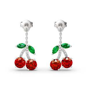 Pendientes de Plata de Ley con Diseño de Cereza y Frutas de Verano Jeulia - Product Image 1