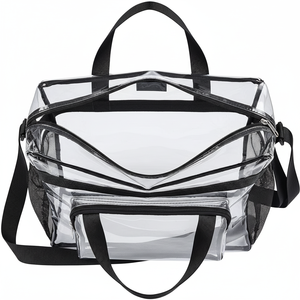 Sac bandoulière transparent en PVC réglable, sac fourre-tout en plastique transparent personnalisé, sac messager approuvé pour les stades, accessoire de mode - Product Image 3