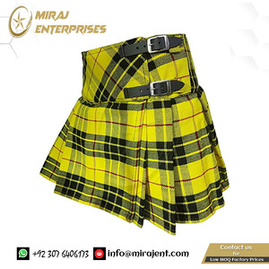 สุภาพสตรีสตรีทาร์ตานจีบกระโปรงหนังสายรัด l อุตสาหกรรมเสื้อผ้าที่กําหนดเองกระโปรงทาร์ตานสก็อตแลนด์ - Product Image 2