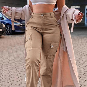 <b>Soft</b> Casual Comfortable Wholesale Price Women Cargo Straight <b>Jeans</b> Wide Leg Side Pockets Vintage Pants for Women Spring - Product Image 2