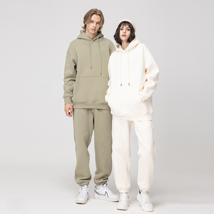 2025 chándales de verano sólidos de gran tamaño logotipo personalizado antibacteriano 100% algodón Streetwear pantalones de chándal conjunto de sudaderas con capucha Unisex - Product Image 3