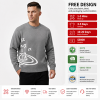 Suéter Personalizado con Logotipo Frontal para Hombre, Diseño de Dibujos Animados, Cuello Redondo, Informal, para Invierno, Antiarrugas, Antiretráctil, Transpirable, de Poliéster/Algodón
