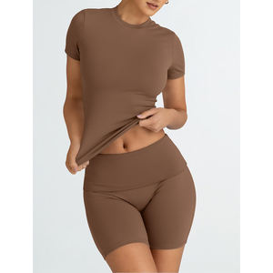 OEM New Women Fitness Yoga Workout Gym Bra Ribbed Leggings Suit Seamless Activewear Compression Yoga Sets - Product Image 2