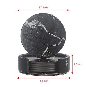 <b>Black</b> Natural Marble Drink <b>Coasters</b> Set Modern Rustic Round Table Protector for Home Decor - Product Image 5