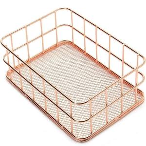 Cesta de Almacenamiento de Cocina Hecha a Mano, Acabado en Oro Rosa, Alambre de Hierro, Tamaño Personalizado, Multifuncional, Logotipo Personalizado, Estilo Clásico - Product Image 4