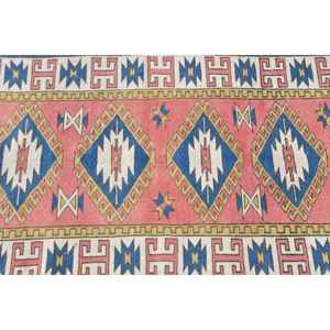 Alfombra Turca Vintage de 2.7x8.8 pies (83x268 cm), Alfombra Roja con Estampado Animal - Product Image 4