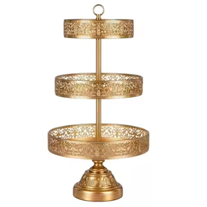 Support à gâteau en métal design en dentelle à trois niveaux support à gâteau tasse ronde pour anniversaire de mariage fête d'anniversaire hôtel par Decor impex - Product Image 4