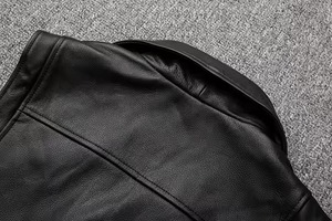 Gilet en cuir véritable Maille respirante avec fermeture éclair Gilet épais pour motocyclistes Plus Size Sleeveless Oversize Tall Fat Men Vest - Product Image 5