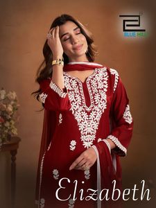 Indian Festival Wear 14Kg Rayon White Thread Work Top y pantalón con Nazneen Dupatta Pakistán e Indian 3 piezas por exportación - Product Image 5