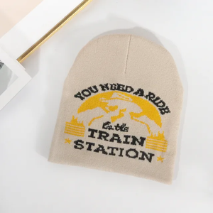 Otoño Invierno Unisex Jacquard tejido lana Skullies nuevo estilo Casual tendencia con patrón de letras cálidos sombreros de invierno para viajes - Product Image 6