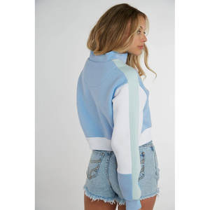 New Arrival Casual Color Block Cropped Cotton <b>Fleece</b> Hoodies for <b>Women</b> Turtleneck <b>Half</b> <b>Zip</b> up Long Sleeves Sweatshirt for <b>Women</b> - Product Image 5