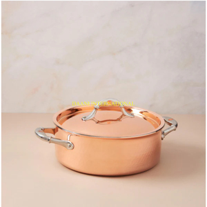 Đồng hình bầu dục phục vụ món ăn với nắp và Vàng Hoa Sen xử lý thanh lịch đồ nấu nướng cho ăn uống và thực phẩm trình bày chậu và chảo - Product Image 5