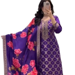Costume ethnique indien et pakistanais, designer moderne, tissu lourd, soie banarsi, avec dupatta, pour robe et tenue de soirée - Product Image 1