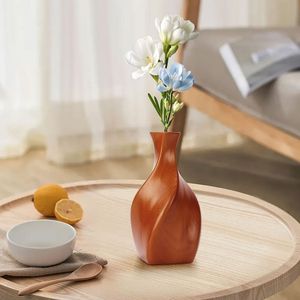 Jarrón de flores rústico de madera, ideal para flores artificiales, elegantes macetas que mejoran la decoración del estante de la sala de estar - Product Image 4