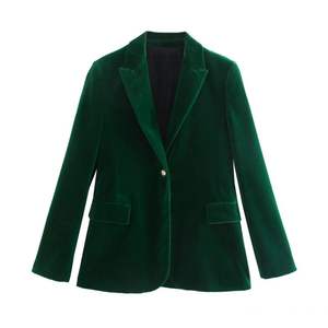 Blazer Largo para Mujer, Nuevo Diseño, Alta Calidad, Elegante, Azul, Terciopelo, Tejido Sólido, Antiarrugas, Transpirable, Bordado 3D, Un Solo Botón - Product Image 5