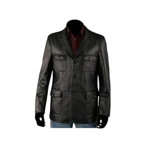 Abrigo Largo de Cuero Casual para Hombre, Mangas Elegantes, Diseño Moderno - Product Image 5